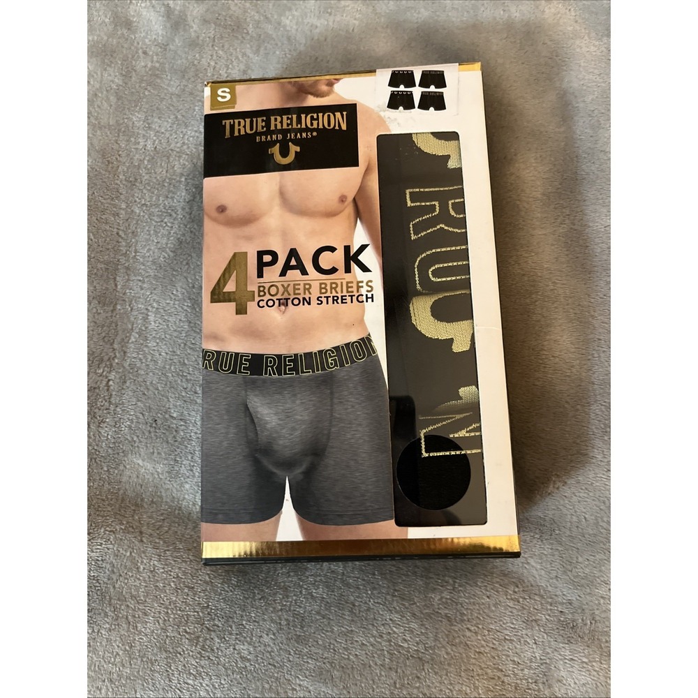 True Religion Men's 4 Pack Boxer Briefs Cotton Stretch Size S New Multicolor